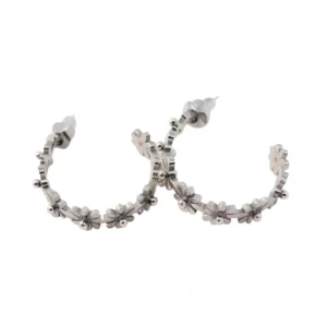 Silver Demifine Multi-Floral Hoop Earrings